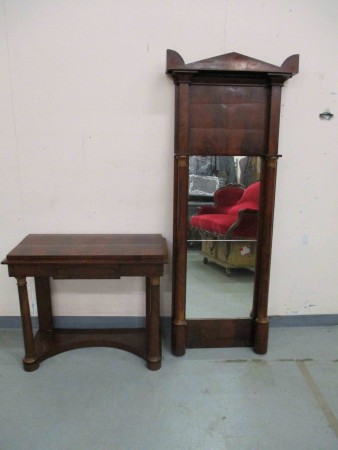 2557 - Stolek + zrcadlo biedermeier styl 1880  stolek  88 x 42 cm V - 73 cm  zrcadlo-177 x 72 cm  -  1 kus  7 900 kc 